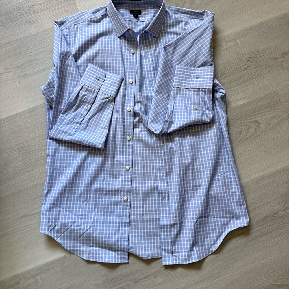 J. Crew Light Blue Plaid Dress Shirt